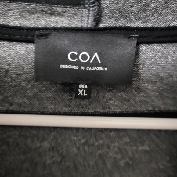 COA Gray and Black Striped Open Front Cardigan/Jacket with Hood - XL - Picture 3 of 10